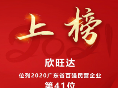 欣旺達位列2020廣東百強民營企業(yè)第41位，較2019年上升6位！